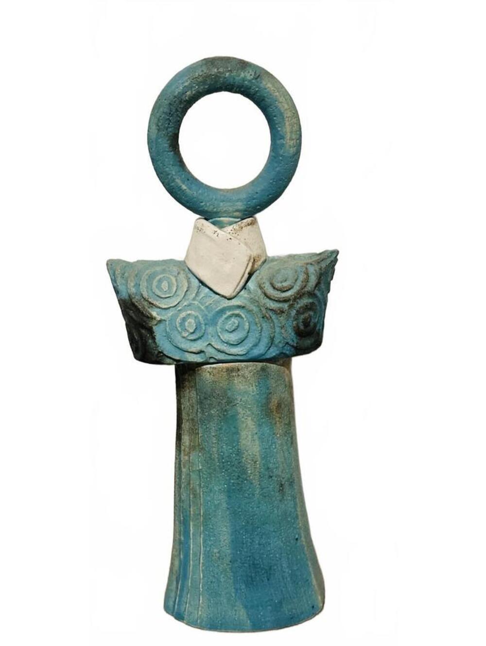 Rare Guy Hilng Signed 3-Piece Abstract "Lady" Sculpture -MCM Turquoise Totem